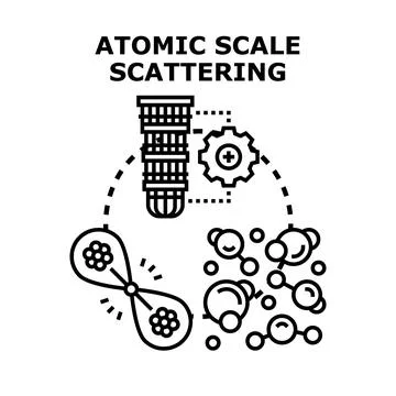 Atomic scale scattering studying science and research Stock Illustration