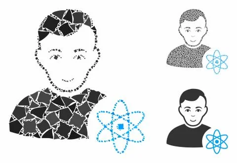 Atomic scientist Composition Icon of Inequal Parts Illustrazione stock