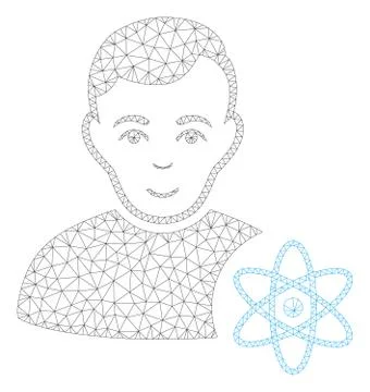 Atomic Scientist Polygonal Frame Vector Mesh Illustration Illustrazione stock