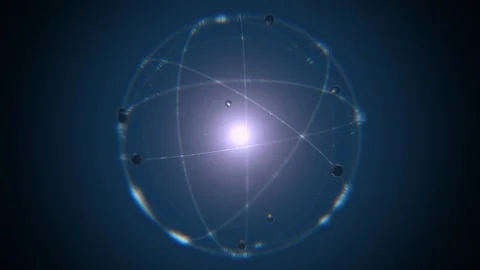 Atomic small radius dark electrons blue 25fps Vídeo Stock 105164631