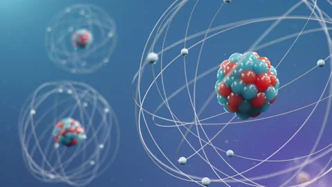 Atomic structure. Atom is the smallest level of matter that forms chemical Stock Footage 138769816