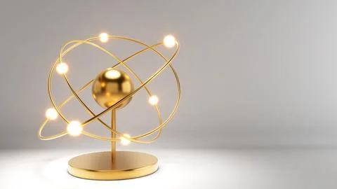 Atomic structure consisting of protons, neutrons and electrons.Scientific o.. Stock Photos