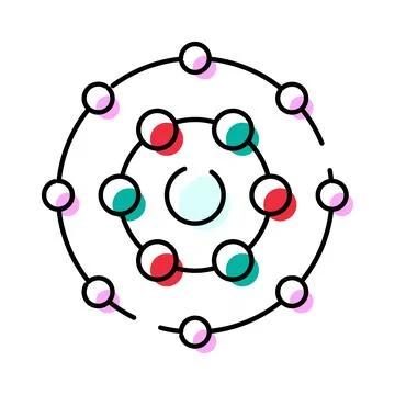 Atomic structure diagram orbiting electrons science concept Stock Illustration