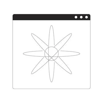 Atomic structure in digital window 2D line object 스톡 일러스트