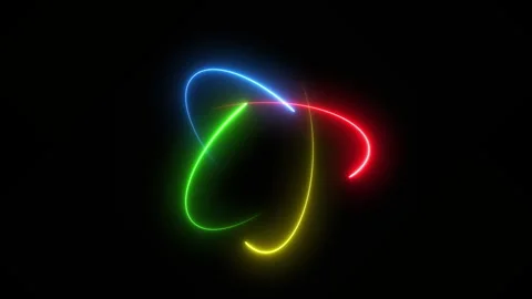 Atomic structure. Electrons with glowing trails orbiting atom. Loop Stock Footage 306019795