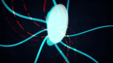 Atomic structure glowing orbital paths seamless loop background Stock Footage 344799395