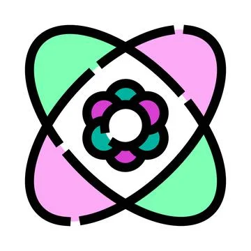 Atomic structure icon illustrating physics science concept Stock Illustration