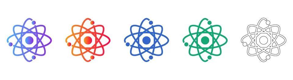 Atomic Structure Icons for Physics and Chemistry Stock Illustration