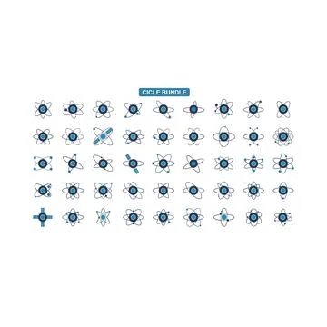 Atomic structure icons set for science and technology designs Stock Illustration