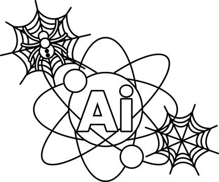 Atomic structure merges with spider webs Stock Illustration