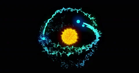 Atomic structure of a nuclear fusion, looping 3D animation Stock Footage 148513206