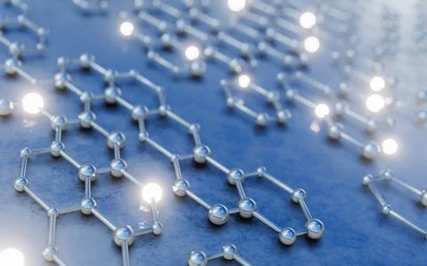 Atomic structure or chemical structure For use as a background image or wal.. Illustrazione stock