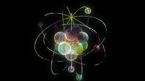 Atomic Structure of Particle on Black Background Stock Illustration