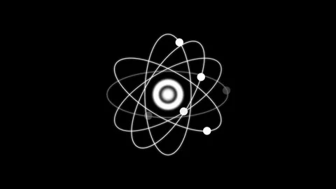 Atomic structures on a black background, atom model Stock Footage 303090639