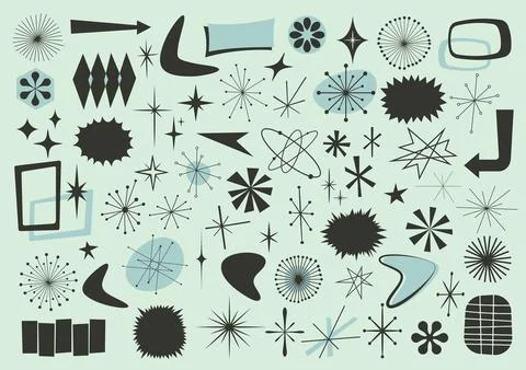 Atomic style shapes part 2 Stock Illustration