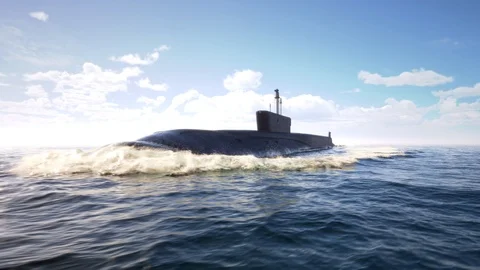 Atomic submarine floating in ocean Stock Footage 122029512