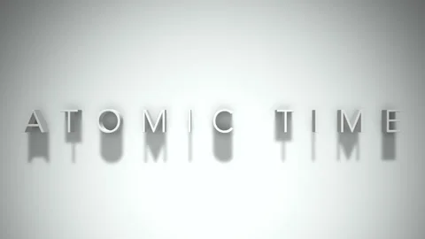 Atomic time 3D title animation with shadows on a white background Stock Footage 296834512