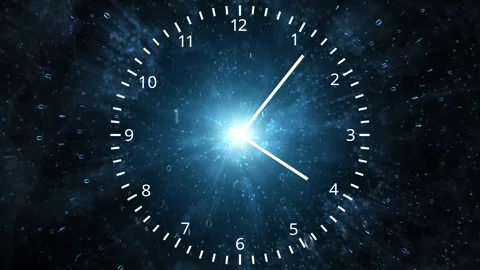 Atomic time clock loop binary data animation Stockbeeldmateriaal 334079597