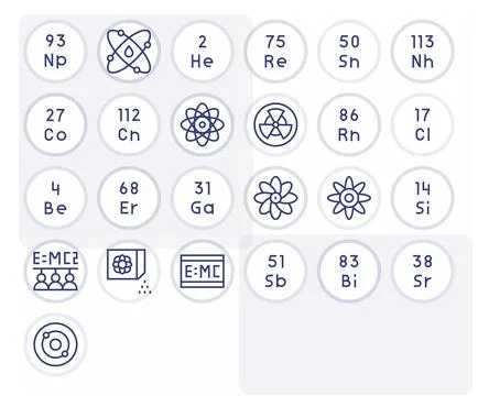 Atomic Vector Icon Library with 25 Regular Line High Resolution Editable De.. Stock Illustration