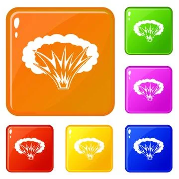 Atomical explosion icons set vector color Stock Illustration
