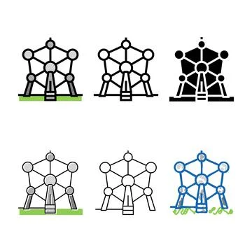 Atomium set monument color icon vector Ilustração Stock