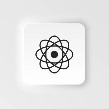 Atoms. Bioengineering neumorphic style vector icon. Biotechnology for health Stock-Illustration