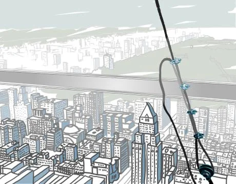 Atop a Skyscraper. Stock Illustration