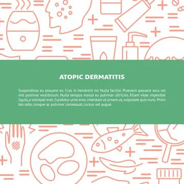 Atopic dermatitis concept background in line style with place for text Stock Illustration