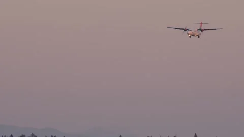 ATR 72-202 airplane approaching and landing Stock Footage 169459938
