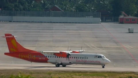 ATR 72-500 in the queue for takeoff Stock Footage 94560328
