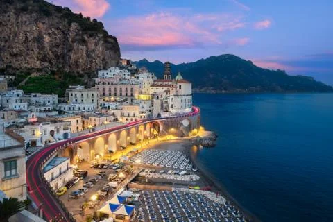 Atrani &amp; Sunset Stock Photos