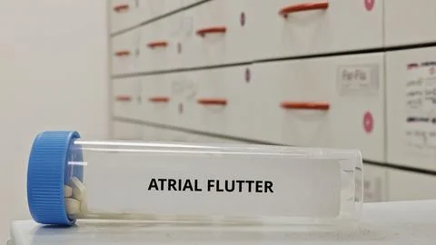 ATRIAL FLUTTER treatment tablets for control abnormal heart rhythm and preven 스톡 사진