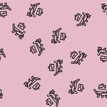 Atributes cabinet of psychologist line vector seamless pattern Stock Illustration