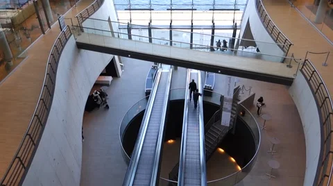 The Atrium in the Black Diamond, the Royal Library in port of Copenhagen. Video stock 61298967