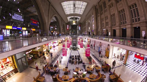 Atrium, Leipzig railway station, Leipzig, Germany Stock-Footage 33194770