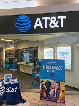 ATT retail store window display, shopping mall Stock Photos