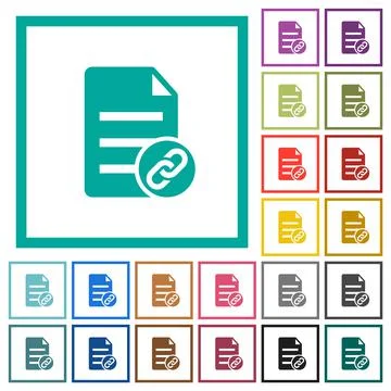 Attach document flat color icons with quadrant frames Stock Illustration