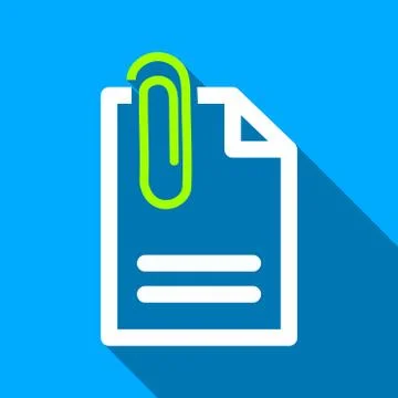 Attach Document Flat Long Shadow Square Icon イラスト素材