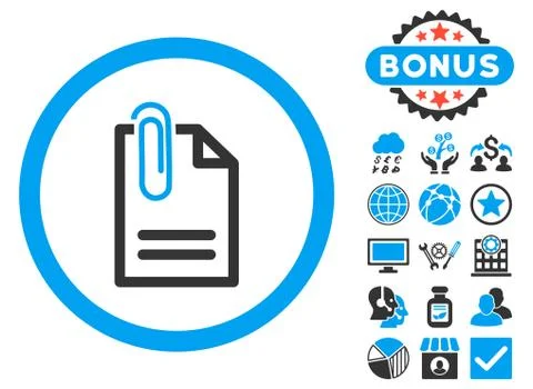 Attach Document Flat Vector Icon with Bonus Stock Illustration