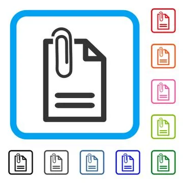 Attach Document Framed Icon Stock Illustration