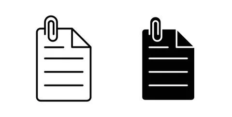 Attach document icon in black and white. vector icon pack for websites Stock Illustration