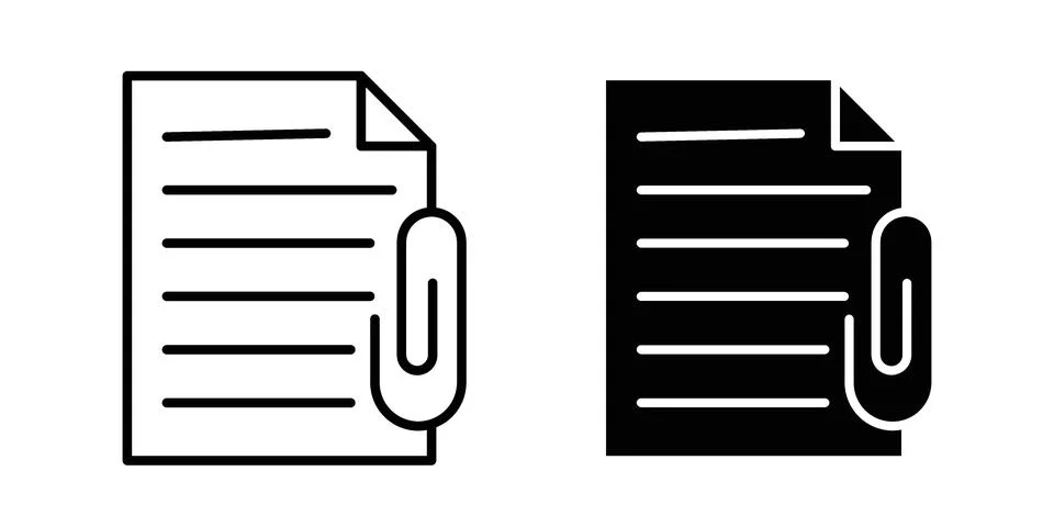 Attach document icon black vector isolated on white Stock Illustration