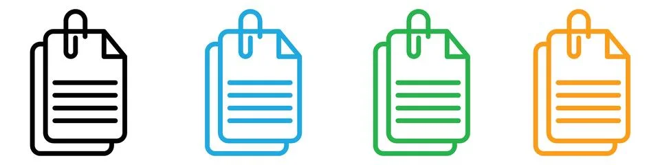 Attach document icon featuring a paperclip and file, perfect for digital fi.. イラスト素材