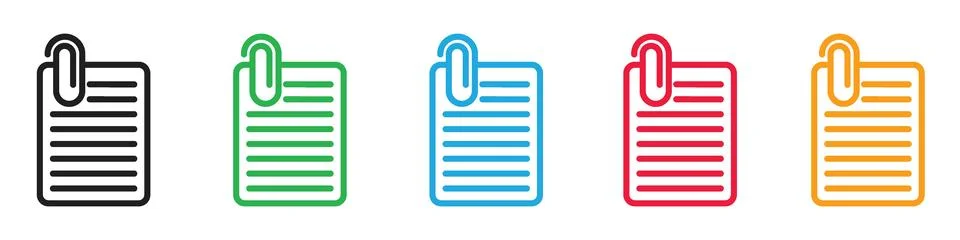Attach document icon featuring a paperclip and page, perfect for office tas.. イラスト素材
