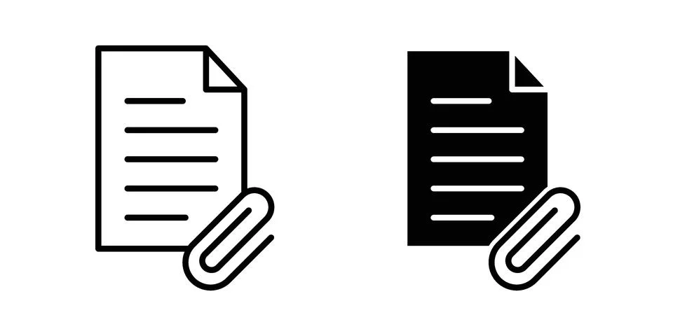 Attach document icon illustration vector, icon set for apps 库存插图