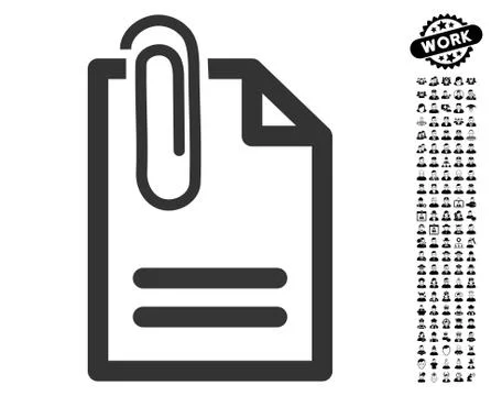 Attach Document Icon with Job Bonus Stock Illustration