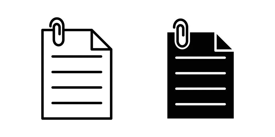 Attach document icon. Line Drawings and Silhouettes icons Stock Illustration