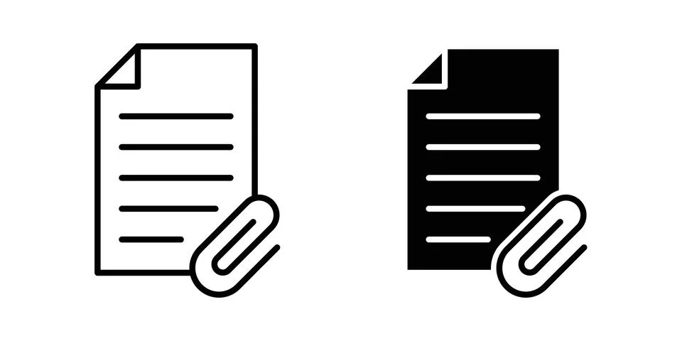 Attach document icon solid, line, and editable vector set. イラスト素材
