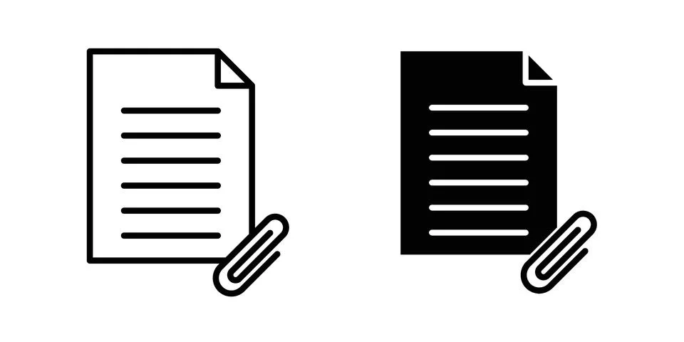 Attach document icon vector concepts, line and silhouette style Stock Illustration