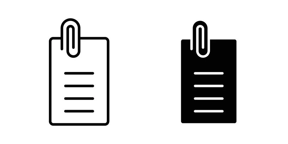 Attach document icon vectors. Illustrations in black Stock Illustration